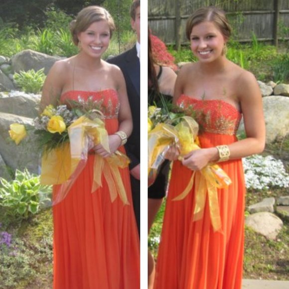 Aidan Mattox Orange Beaded Gown - Picture 5 of 5